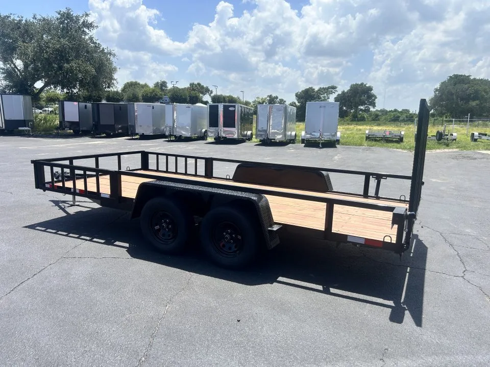 Open trailer loaded for work and hauling at AT Trailer Center